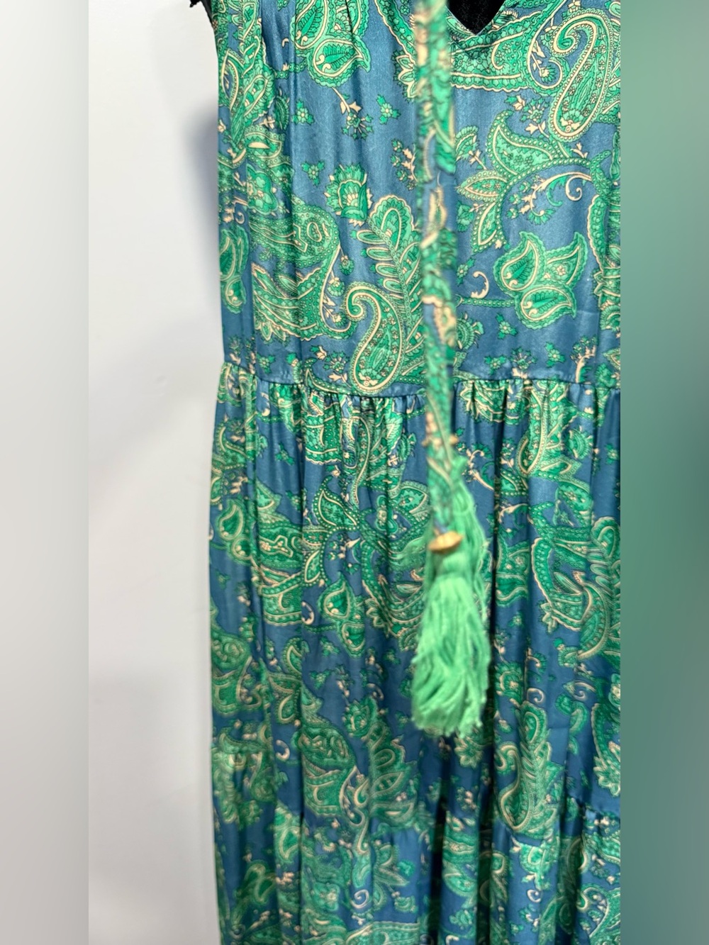 Green & Blue Paisley Halter Maxi Dress - Women's Boho Summer Style - Picture 3 of 12